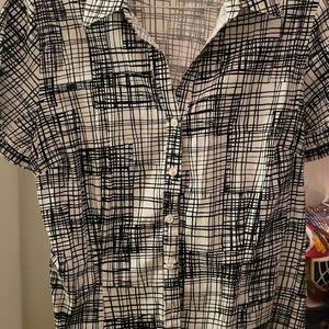 Women's Fitted Black and White Checkered Shirt